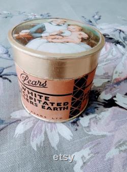 Powder Box, Vintage Pears White Precipitated Fuller's Earth, Baby Talc, Completely Un-used, Great Condition, Gorgeous Illustration 1930s