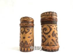 Powder Container 120-145mm One Pair Bamboo Betel Nut Medicine Jewelry Jewel Box Vintage