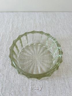 Powder Jar Potpourri Vanity Dish Victorian Style Glass Ridged Sides