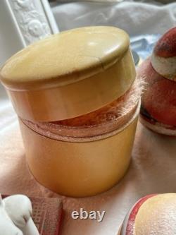 Powder Puff Bakelite Canaster with Lid, Puff And Original Powder