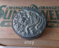 Powder jar, powder can, Asian powder can, mirrored power can, vintage mirror powder jar