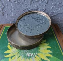 Powder jar, powder can, Asian powder can, mirrored power can, vintage mirror powder jar