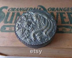 Powder jar, powder can, Asian powder can, mirrored power can, vintage mirror powder jar