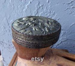 Powder jar, powder can, Asian powder can, mirrored power can, vintage mirror powder jar