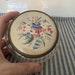Pretty embroidered dressing table pot powder bowl