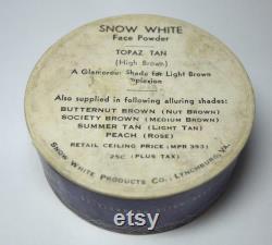 RARE 1920s SNOW WHITE Face Powder Box Flapper Makeup Art Deco Cosmetics Purple Vanity Fairytale Decor 20s Boudoir Dresser Box Princess Gift