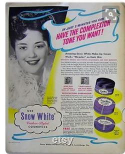 RARE 1920s SNOW WHITE Face Powder Box Flapper Makeup Art Deco Cosmetics Purple Vanity Fairytale Decor 20s Boudoir Dresser Box Princess Gift