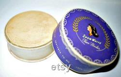 RARE 1920s SNOW White Face Powder Box New Sealed Flapper Makeup Art Deco Purple Vanity Case Shabby Boudoir Decor Beauty Collectible Box Gift
