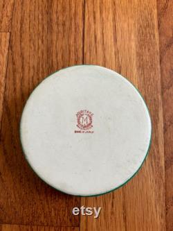 RARE 1930's Noritake Art Deco Hand Painted Powder Puff Box withFashion Lady, 3.63 Diameter, Backstamp 27.1 Red,Made in Japan,excellent colors