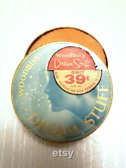 RARE 40s Dream Stuff WOODBURY Powder Box Vintage Dreamy Blue Art Deco Stars Celestial Vanity Box Decor 30s Makeup Cosmetics Beauty Prop Gift
