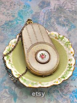 RARE Antique 1920's Stamped Sidney 0. Bigney Wristlet Guilloche Compact