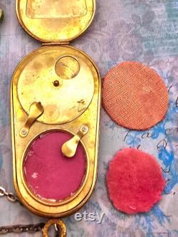 RARE Antique 1920's Stamped Sidney 0. Bigney Wristlet Guilloche Compact