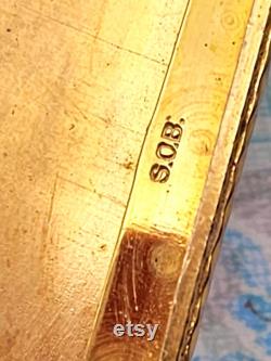 RARE Antique 1920's Stamped Sidney 0. Bigney Wristlet Guilloche Compact