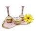 RARE Vintage Lenwile Ardalt Pink and Gold Vanity Set 1940's Porcelain Vanity Tray, Lidded Powder Jar and Two Perfume Bottles 6225B