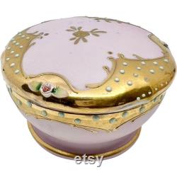 RARE Vintage Lenwile Ardalt Pink and Gold Vanity Set 1940's Porcelain Vanity Tray, Lidded Powder Jar and Two Perfume Bottles 6225B