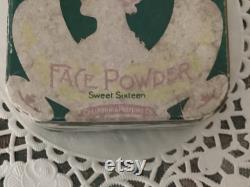 REDUCED Antique Deco Face Powder Box, Sweet Sixteen, Cardboard, Lovely Deco Lady Face and Beautiful Colors