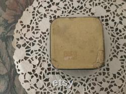 REDUCED Antique Deco Face Powder Box, Sweet Sixteen, Cardboard, Lovely Deco Lady Face and Beautiful Colors