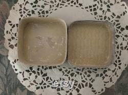 REDUCED Antique Deco Face Powder Box, Sweet Sixteen, Cardboard, Lovely Deco Lady Face and Beautiful Colors