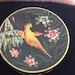 REDUCED Antique Hand Painted Paper Mache Round Box, Parrot and Florals, Japan