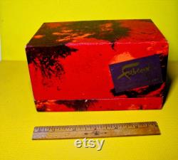 RETRO Faberge Flambeau Bath Gift Set 1 oz Flambeau Cologne Splash 5 oz Vanity Sealed Bath Powder Box. Puff Red Foil Retail Boudoir