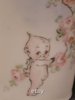 Rare 1900 Kewpie Doll H-PAINTED Porcelain Talc Powder Shaker Bottle Dresser Jar