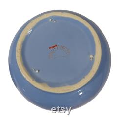 Rare Antique 1920's Weller Pottery Large Dresser Powder Jar Blue Gold Vanity Bowl Lid 24K Gold