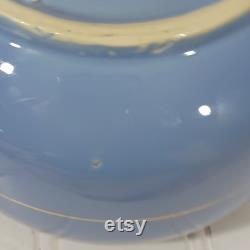 Rare Antique 1920's Weller Pottery Large Dresser Powder Jar Blue Gold Vanity Bowl Lid 24K Gold