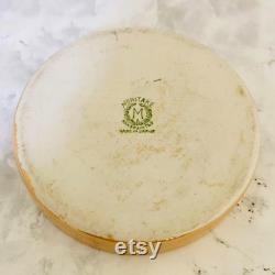 Rare Art Deco Noritake Powder Box with Deco Lady Mirror Motif, Lustre Glaze, M-Japan Mark c.1920s