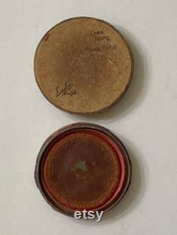 Rare Cara Nome round paper vanity Rouge box, P-1095 Tangerine shade. c. 1905. See description