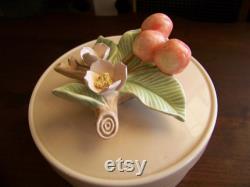 Rare Fitz and Floyd Cherry Blossom and Cherries Powder Box or Trinket Dish from 1983