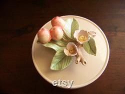 Rare Fitz and Floyd Cherry Blossom and Cherries Powder Box or Trinket Dish from 1983