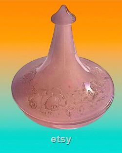 Rare Houze Convex Glass Co. Art Deco Opaque Powder Jar Rare Pink Color, gift