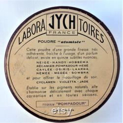 Rare Large 1930s French Face Powder Box. JYCH Laboratoires France. Poudre atomisée.