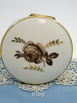 Rare Lefton Hinged ROSE Powder Box, ceramic lidded vanity jewelry box, Rose vanity storage