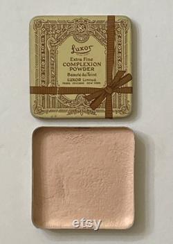 Rare Luxor Extra Fine Complexion Powder in a metal tin natural flesh shade, with literature. c. 1923. see description