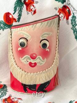 Rare MCM Atomic style 1940s Googly eyed Santa Claus Blue Grass FRAGRANCE Bath Dusting Powderr Container Box Extremely Rare