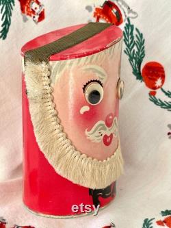 Rare MCM Atomic style 1940s Googly eyed Santa Claus Blue Grass FRAGRANCE Bath Dusting Powderr Container Box Extremely Rare