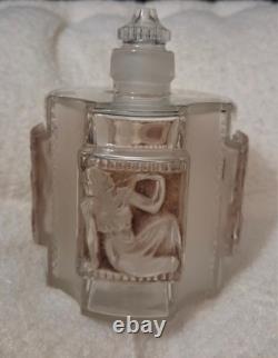 Rare René Lalique Hélène Perfume Bottle & Matching Powder Box, 1942