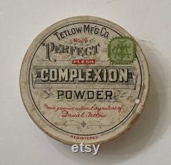 Rare Tetlow Perfect Complexion Powder paper box with No. 16 Flesh powder. c. 1900 see description