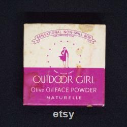 Rare Vintage 1930's Outdoor Girl Olive Oil Face Powder Box and Leaflet Unopened Non Spill Box
