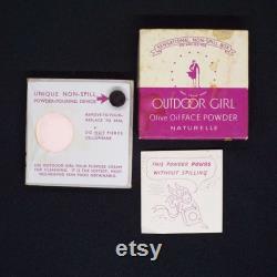Rare Vintage 1930's Outdoor Girl Olive Oil Face Powder Box and Leaflet Unopened Non Spill Box