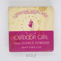 Rare Vintage 1930's Outdoor Girl Olive Oil Face Powder Box and Leaflet Unopened Non Spill Box