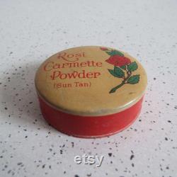 Rare Vintage 1940's 1950's Rosi Carmette Powder Tin Perfecta Toilet Company Melbourne Face Powder Box Unused Make-up Beauty Glamour