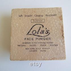 Rare Vintage 1940's Lola's Face Powder Box London Paris Sydney Superfine Face Powder Make-Up Vanity Item Unused Film Prop Display