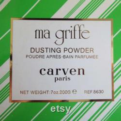 Rare Vintage 1970's Ma Griffe Carven Dusting Powder In Original Box 7oz French Dusting Powder Box Talcum Powder Vanity Cosmetic