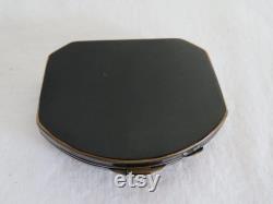 Rare Vintage Art Deco Black Enamel and Lapis Lazuli Powder Rouge Compact by Orahic, France 1920's Vanity Item See Condition Report