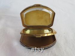 Rare Vintage Art Deco Black Enamel and Lapis Lazuli Powder Rouge Compact by Orahic, France 1920's Vanity Item See Condition Report