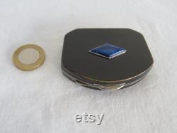 Rare Vintage Art Deco Black Enamel and Lapis Lazuli Powder Rouge Compact by Orahic, France 1920's Vanity Item See Condition Report