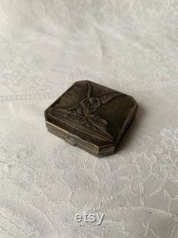 Rare Vintage DE FLEURY Art Deco Powder Compact Cupid Revives Psyche 1930s