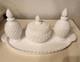 Rare Vintage Fenton Hobnail Vanity Set. Tray, Perfume Bottles And Powder Box